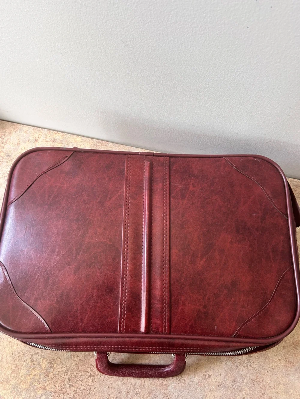 Vintage 70s Vegan Leather Overnight Bag or Briefcase 16x10x4